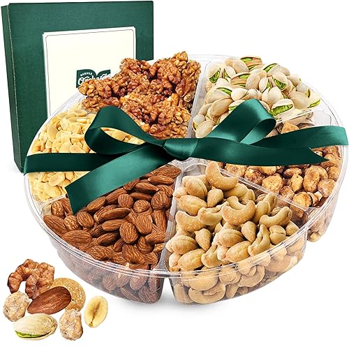 Surtido de frutos secos - Cesta de regalo de nueces gourmet - Cesta de regalo de Pascua - 7 platos seccionales con una variedad de nueces recién