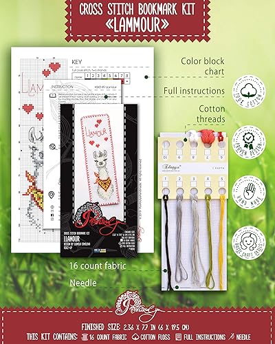 Miniatura 3 de Povitrulya Counted Cross Stitch Kit - DIY Kits for Adults or Kids - Funny Embroidery Bookmark - Easy to Use - Craft Collection - Llamour