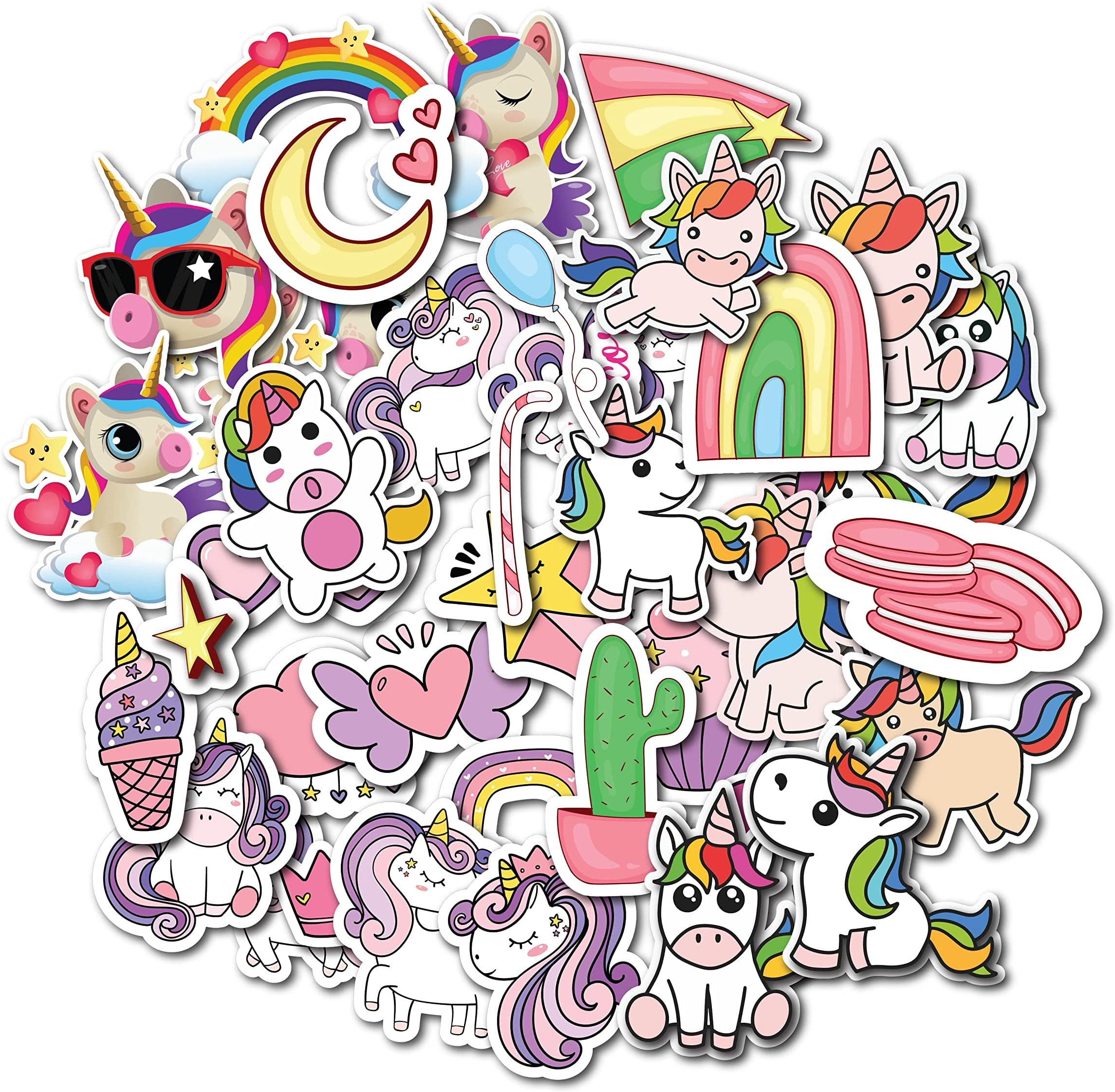 ISEE 360ISEE 36030 PCs Cartoon Unicorn Scrapbook Stickers for journals (A4 Size), Vinyl