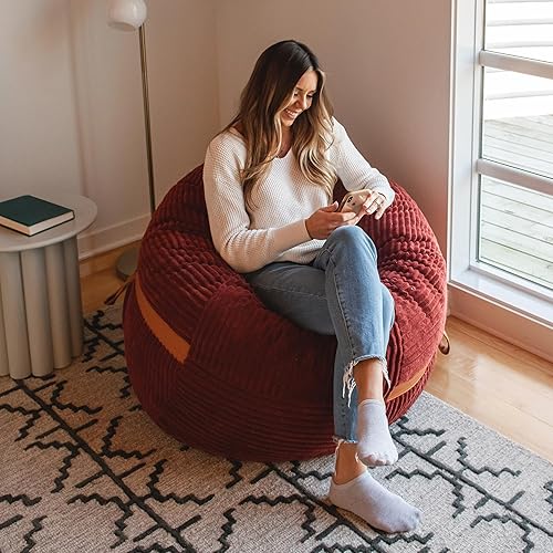 Miniatura 314 de Big Joe Fuf - Puf extragrande (XXL) relleno de espuma con funda extraíble, color niebla Lenox, poliéster tejido duradero, 6 pies, gigante Negro