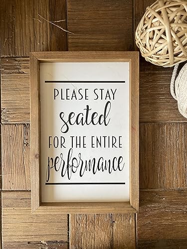 Miniatura 2 de Decoración de pared de baño de granja, divertido letrero artístico de pared de baño con texto en inglés Please Stay Seated, 10.63 x 7 x 1 pulgadas,