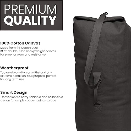 Vista 4 de WHITEDUCK Bolsa de lona plegable de carga superior, resistente al agua, estilo militar, para hombres y mujeres, gimnasio, deportes, viajes