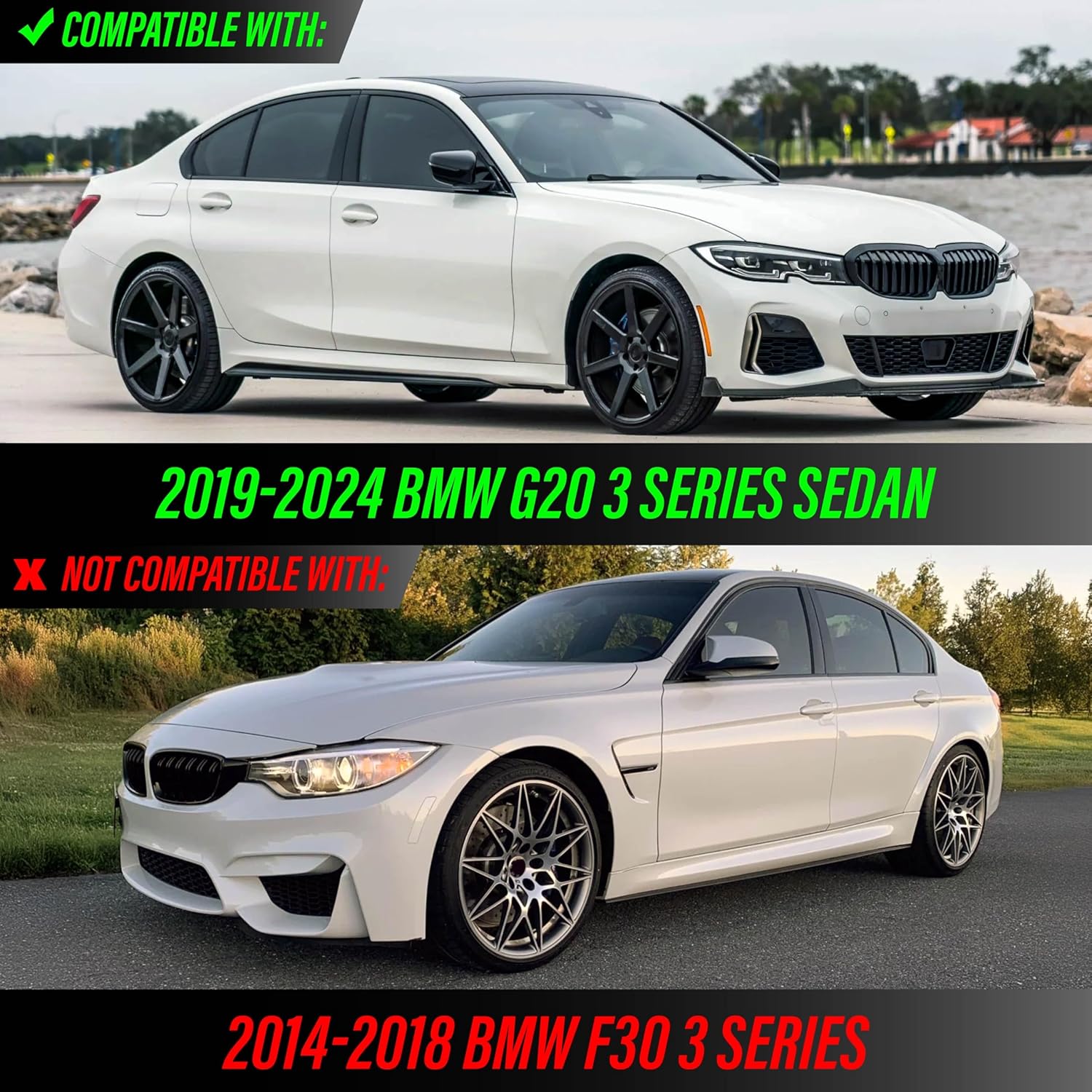 DEPO Front Bumper Side Marker Reflector Light Compatible with 2019-2024 BMW G20 3 Series 4 Doors Sedan (All Clear White Out Lens)