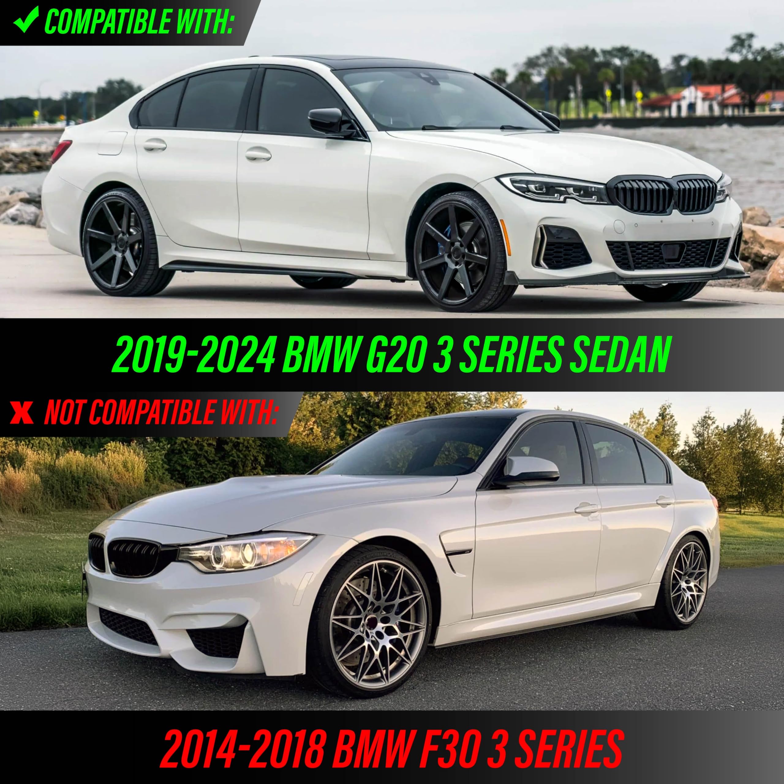 DEPO Front Bumper Side Marker Reflector Light Compatible with 2019-2024 BMW G20 3 Series 4 Doors Sedan (All Clear White Out Lens)