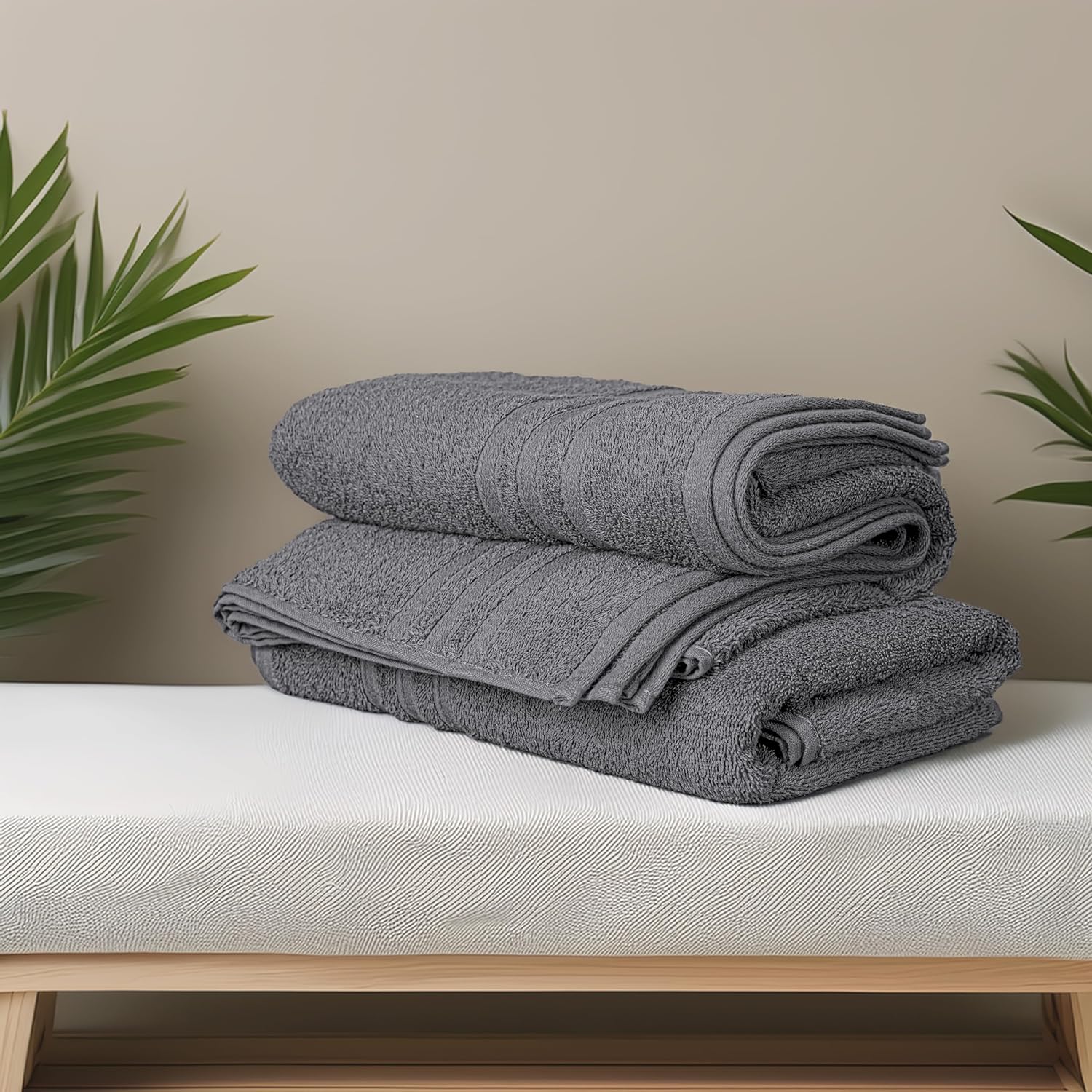 Tens Towels Pack of 4 Soft Bath Towels, 100% Cotton, 27 x 54 Inches, Lightweight & Quick-Dry, Ideal for Daily Bathroom Use, Practical & Comfortable, Dark Grey