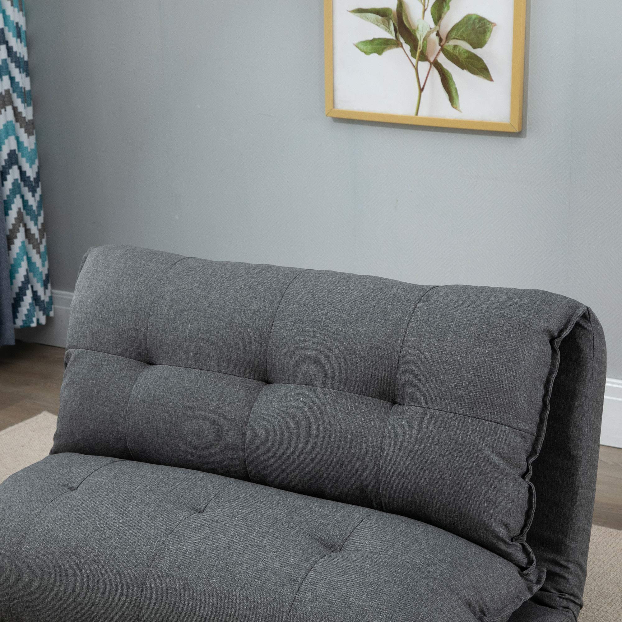 HOMCOM Fauteuil de Sol Paresseux chauffeuse Fauteuil Convertible Fauteuil Salon - Matelas d'appoint - Inclinaison Dossier réglable 13 Positions - Tissu Lin Gris