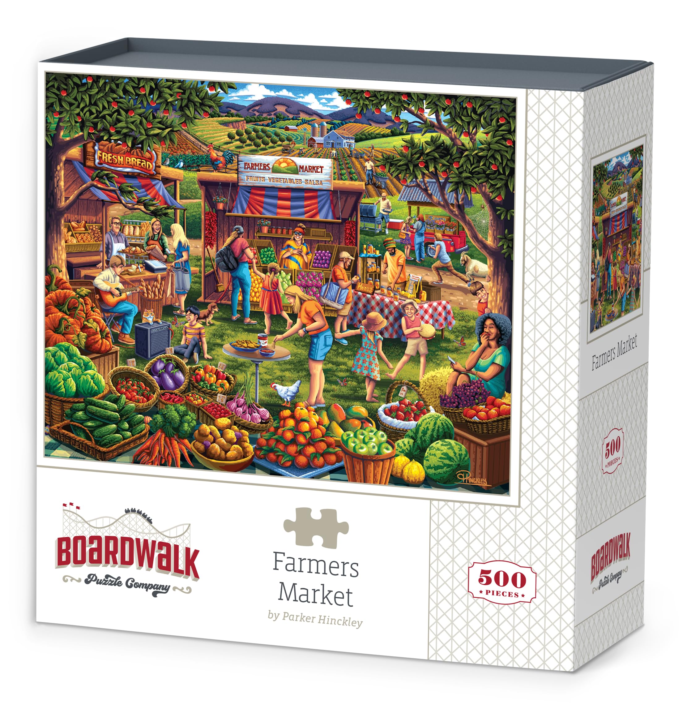 Boardwalk Puzzles Farmers Market, 500 Piece Jigsaw Puzzle for Adults, Made in USA