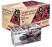 Vista 1 de GripProtect® Guantes de Nitrilo Negro Precisos, Examen, 4 Mil, Alimentos, Hogar, Limpieza, Médico/Dental, Tatuaje (Pequeño, 1,000)