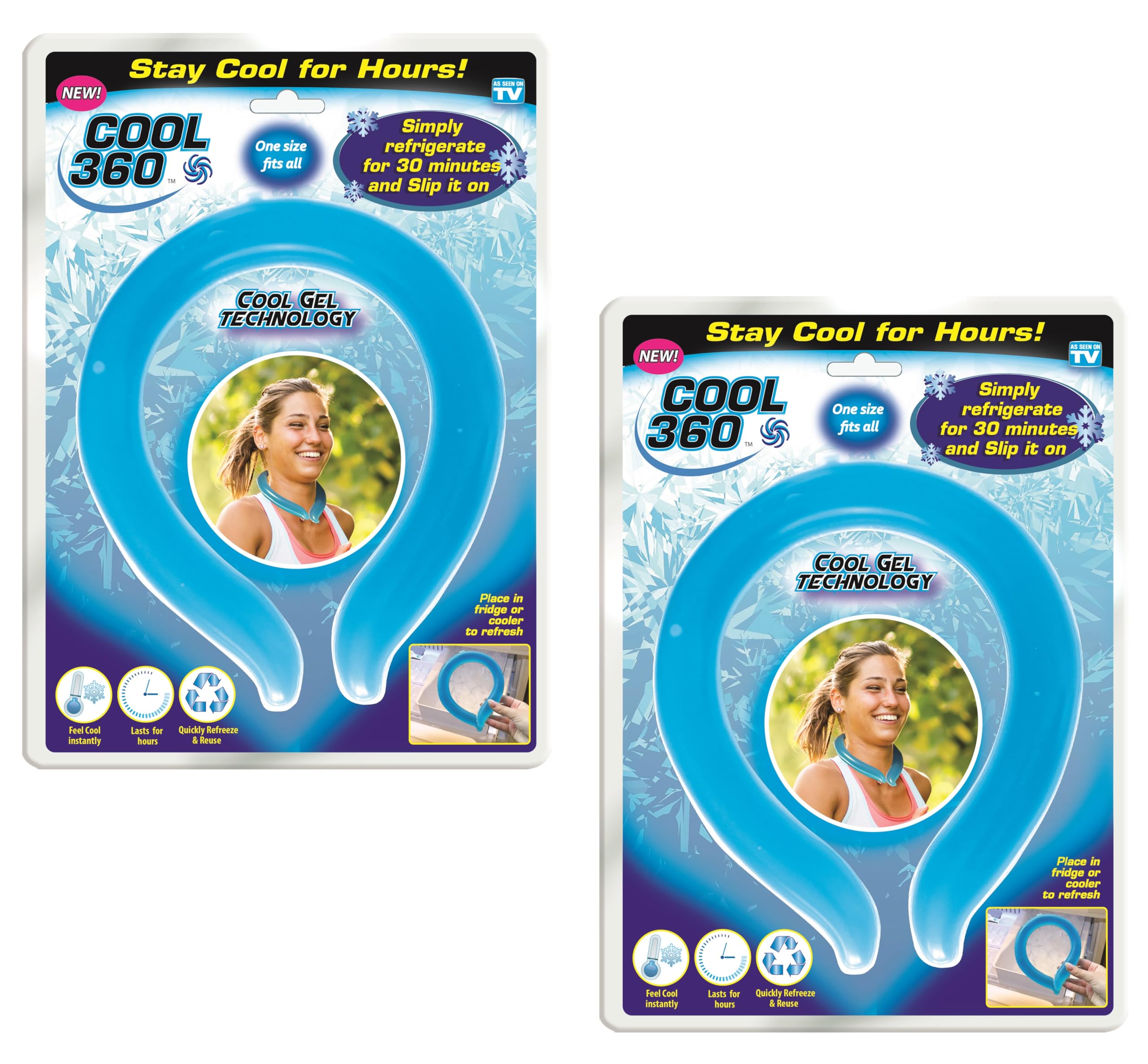 Spark Innovators Cool 360 – Reusable Cooling Neck Wraps, Instant Ice Cold Relief for Summer Heat, Hot Flashes, Sports, Gym, & Outdoor Activities – Gel Ice Pack Cools in 30 Minutes, One Size, Set of 2