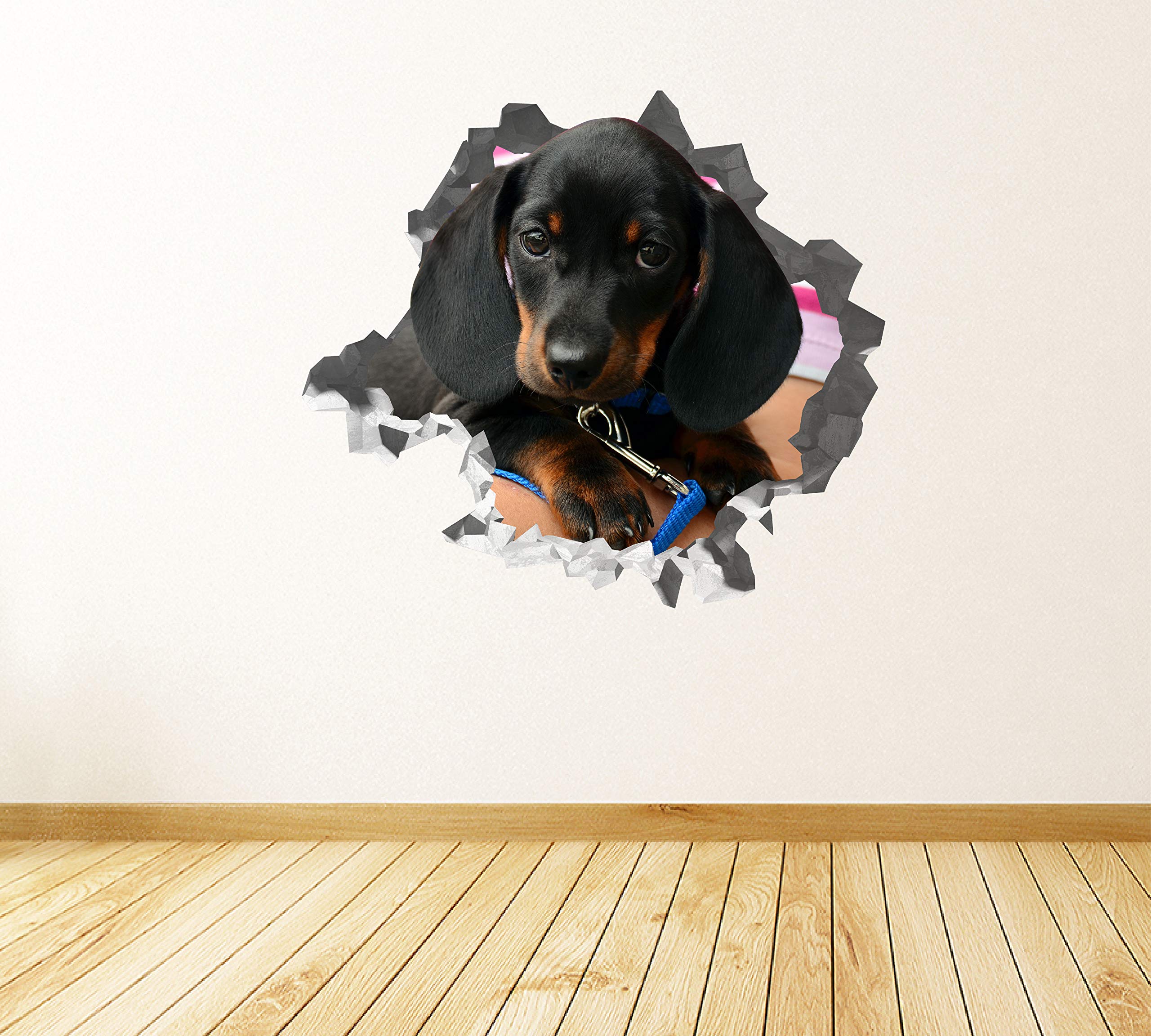 Cachorro Dachshund Pegatina - Calcomania Animales - Decoración de Cuartos Niños - Sticker de Cachorro - Decoración Infantil - JS357 (Gigante: 127 cm x 117 cm)
