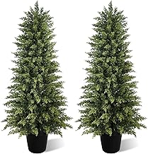 Vitalismo Leyland Cypress Artificial Tree, Artificial Plant Indoor Outdoor in Pot, Fake Conifer Plant Decoration Green for Entrance Patio Garden Office Shopping Malls (2, 123cm)
