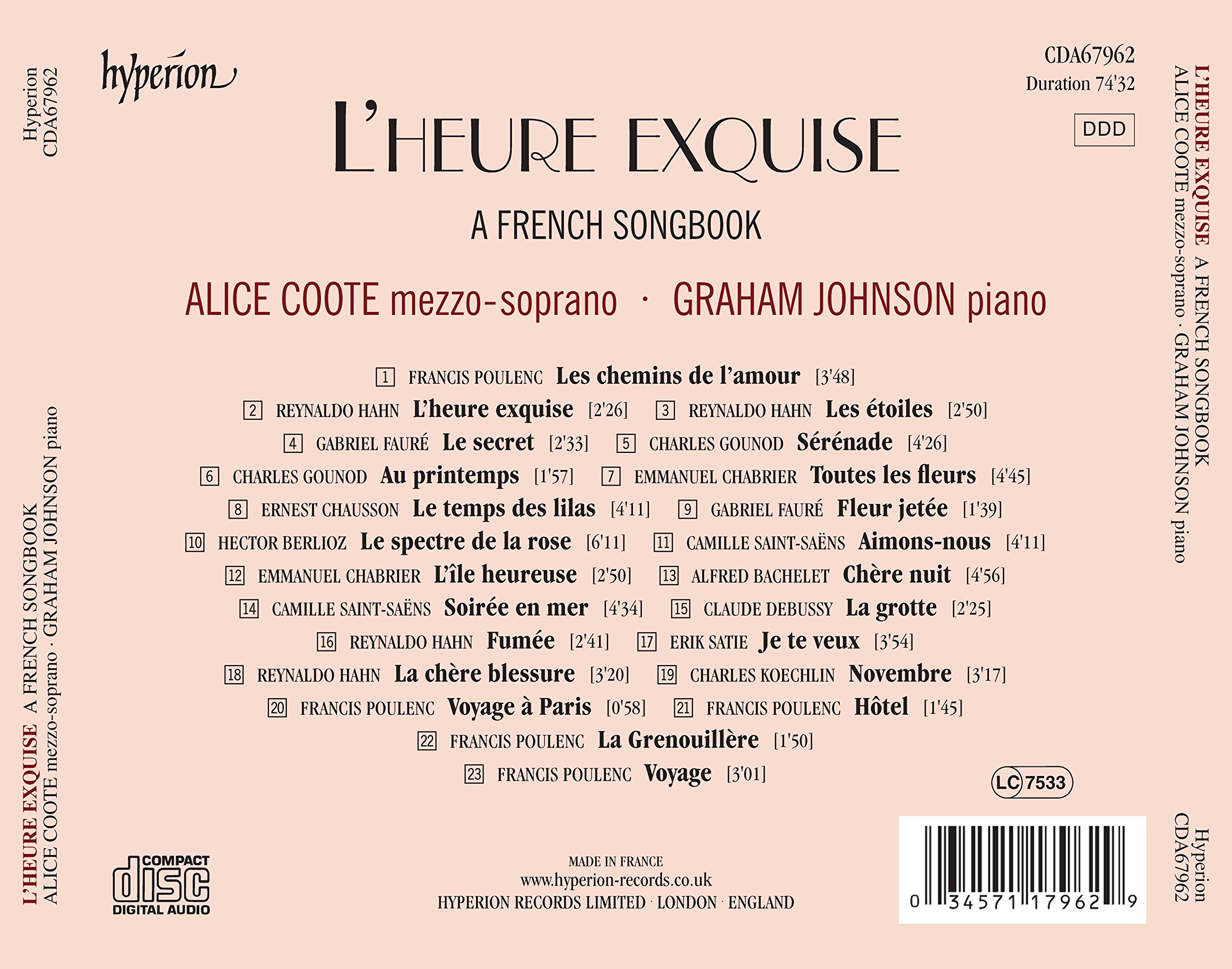 L'heure exquise : A French Songbook. Coote, Johnson.