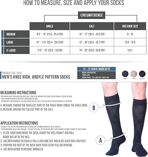 Miniatura 2 de Touch Calcetines de vestir para hombre, compresión graduada, uso casual de negocios, hasta la rodilla, recuperación de apoyo muscular, negro, grande