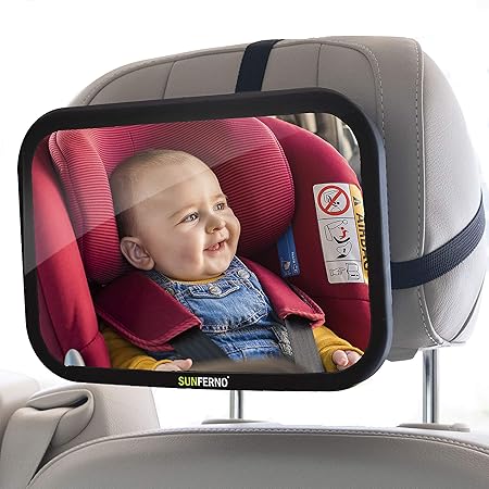 Amazon Com Sunferno Baby Car Mirror Shatterproof No Assembly Required Adjustable Rear Facing Car Seat Mirror For Effortlessly Monitoring Your Child In The Back Seat Toddler Infant Carseat Mirror For