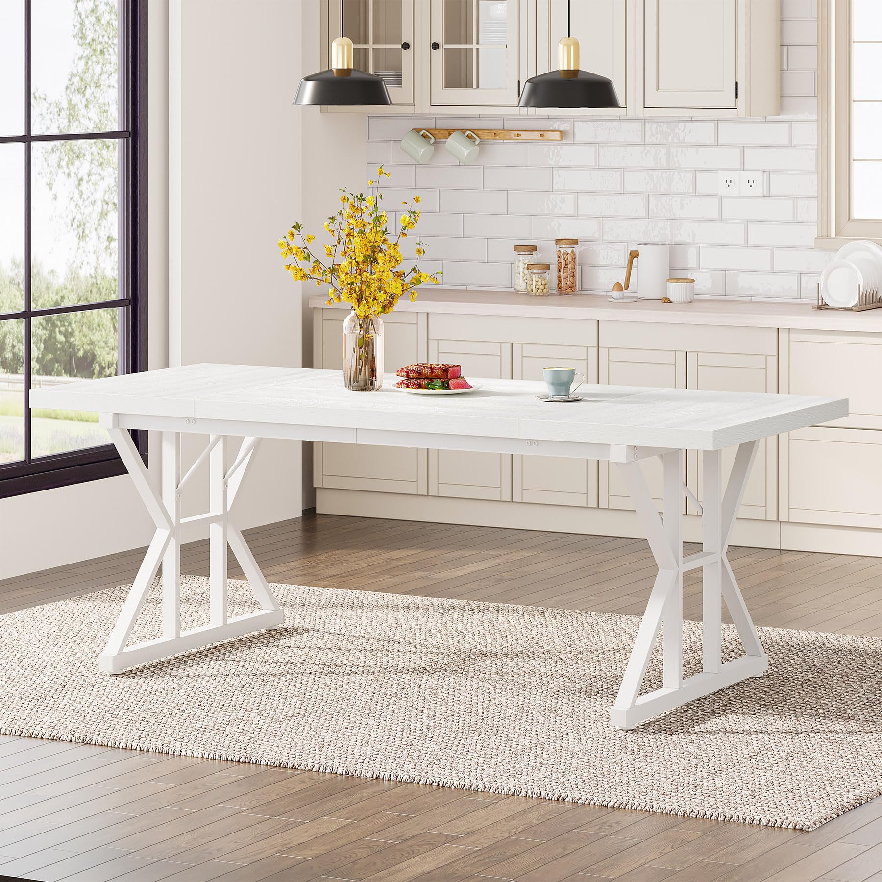 Snapklik.com : Tribesigns Farmhouse Dining Table For 6 People, 70.8 ...