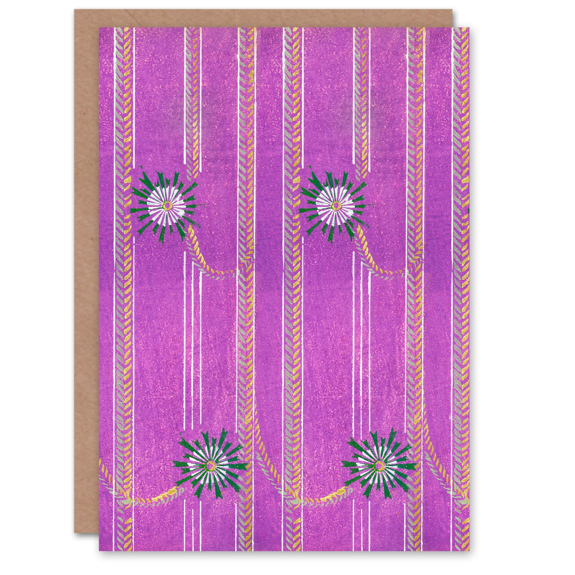 Artery8 Furuya Korin Japanese Art Card Purple Floral Vintage Pattern