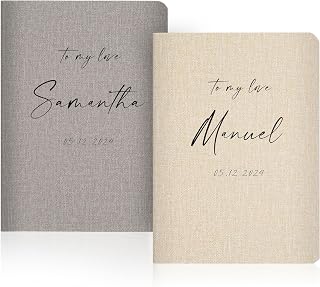 Personalized Slim Vow Books (Set of 2) - Soft Cover Wedding Ceremony Vow Booklets Speech Notebook Journal Gift for Newly Engaged Couples, 48 Lined Pages, 5.75" x 4"