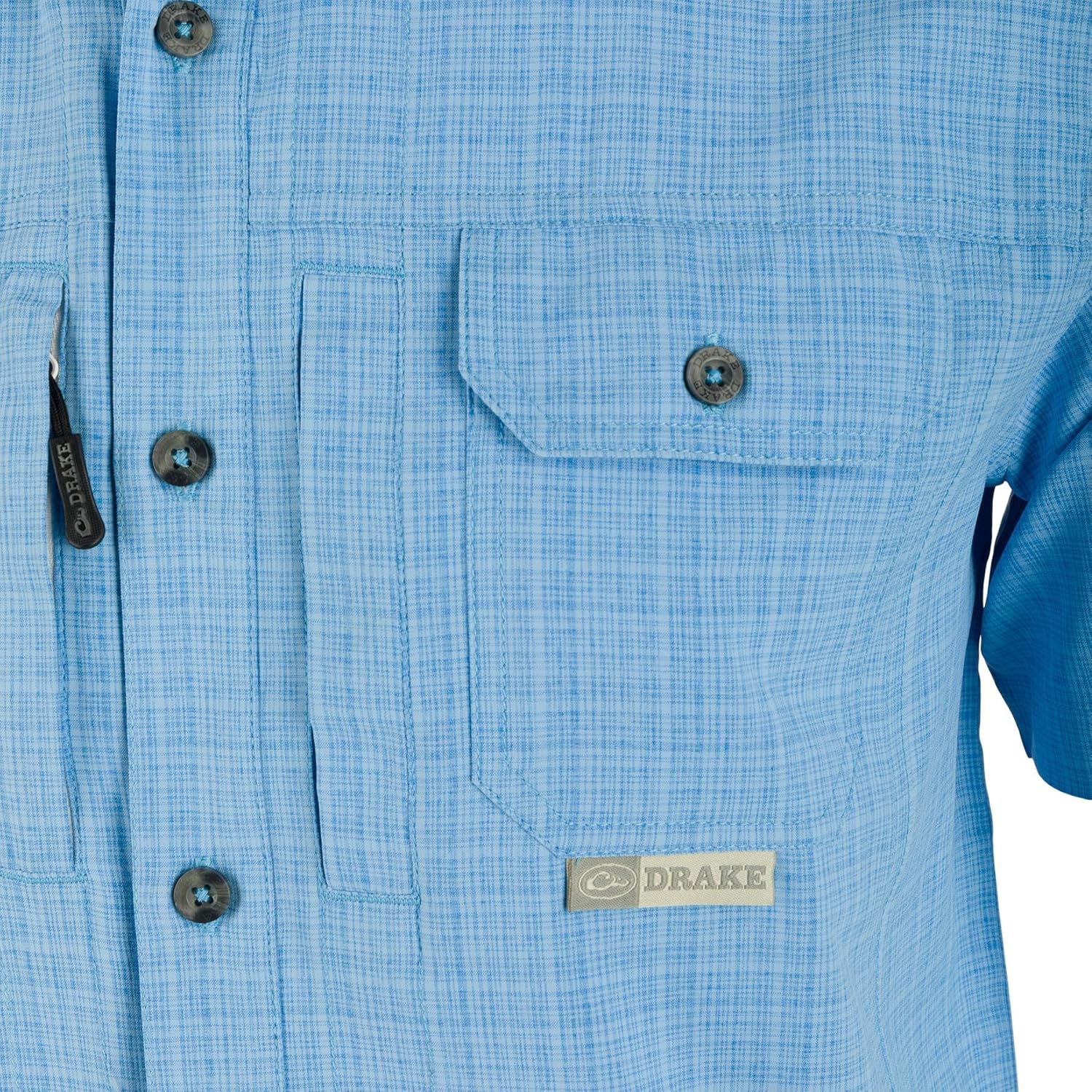 Drake Waterfowl Men's Wingshooter Cross Hatch DS2625 Breathable Lightweight Naturally Wicking Buttoned Short-Sleeved Shirt