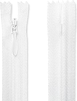 Lakesstory 20 Inch Invisible Zipper White Nylon Zipper for Sewing