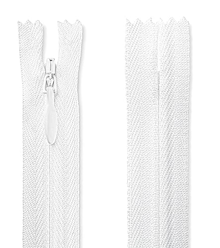 9 Inch Invisible White Nylon Zipper for Crafts and Sewing