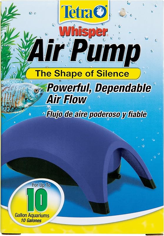 Bomba de aire Tetra Whisper para acuarios de hasta 10 galones, sin certificación UL | Motor suspendido para un funcionamiento silencioso, proporciona oxígeno y movimiento de agua en peceras, para peces de agua dulce o marinos