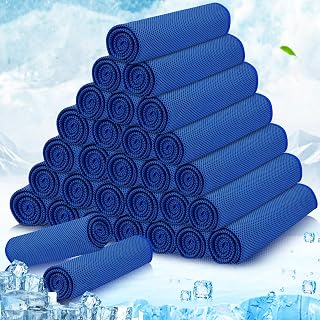 MENOLY 30 Packs Cooling Towels Bulk Cooling Towels for Neck and Face Gym Workout Cooling Neck Rags for Sports Yoga Soft Microfiber Breathable Sweat Rags for Hiking Running Fitness-Dark Blue