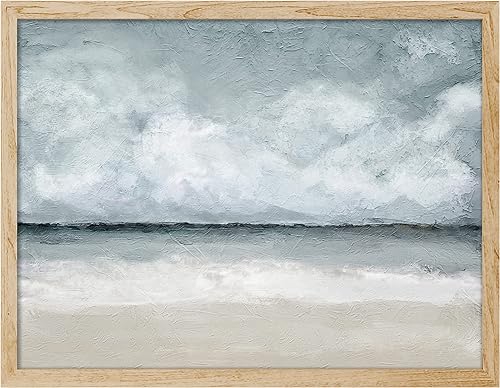 SIGNWIN Arte de pared enmarcado de paisaje de playa, nube de tormenta, ilustraciones de naturaleza silvestre, impresiones para decoración de pared,