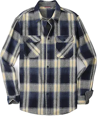 Alex Vando Mens Button Down Shirts Regular Fit Long Sleeve Casual Plaid Flannel Shirt