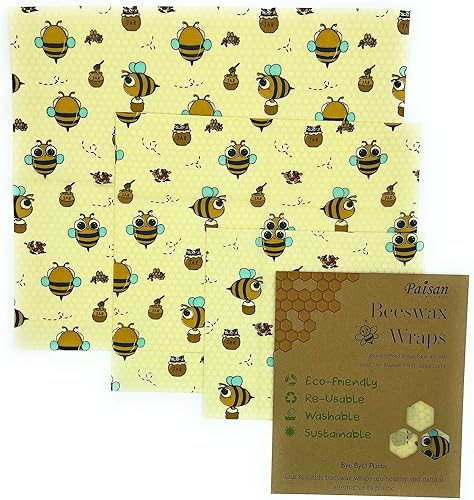 Miniatura 10 de Envolturas de cera de abejas, 3 paquetes, algodón orgánico, envoltorios de hojas de cera ecológicos, sin plástico y silicona, envolturas