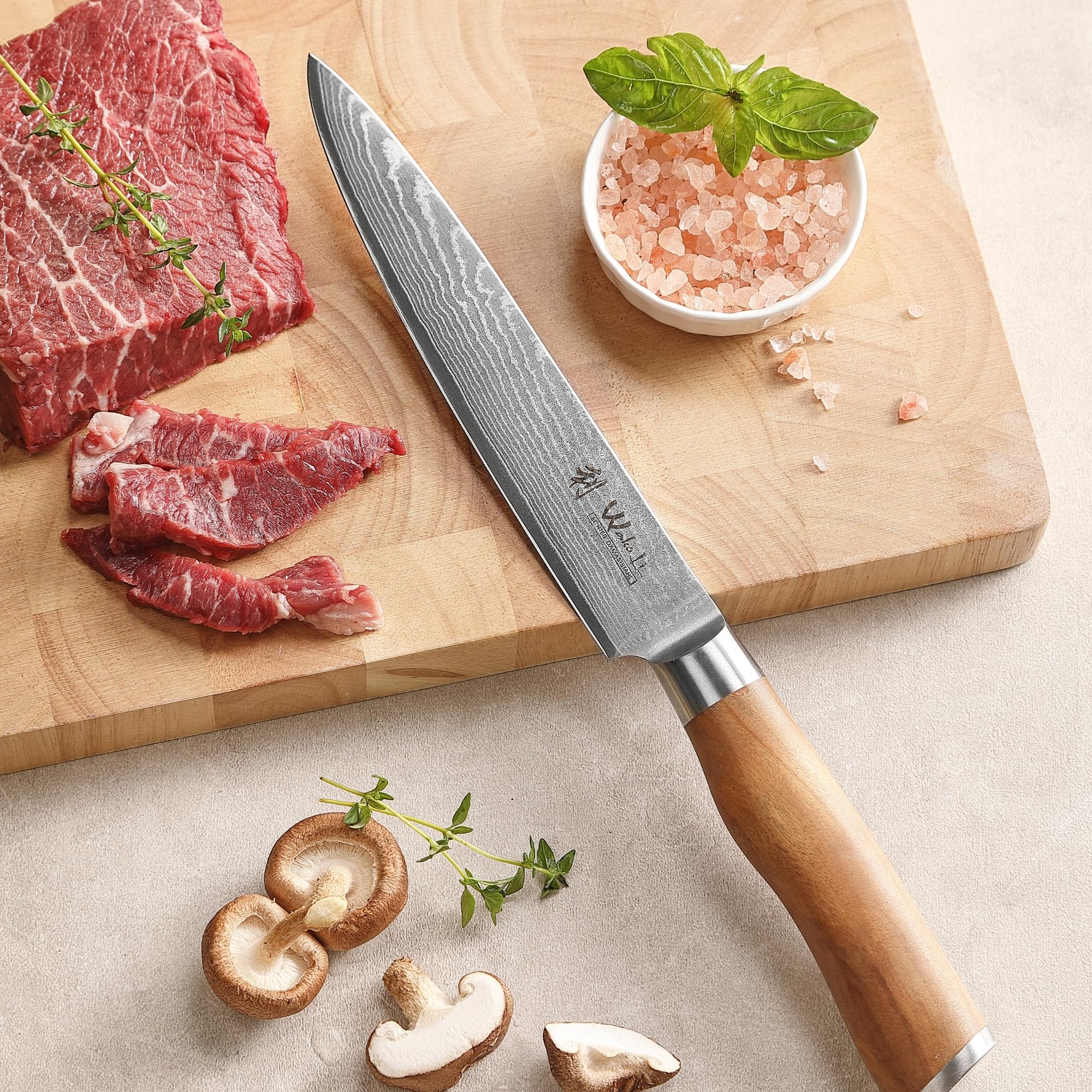 Wakoli EDIB Couteau à Viande Damassé Avec Lame Tranchante De 18 Cm