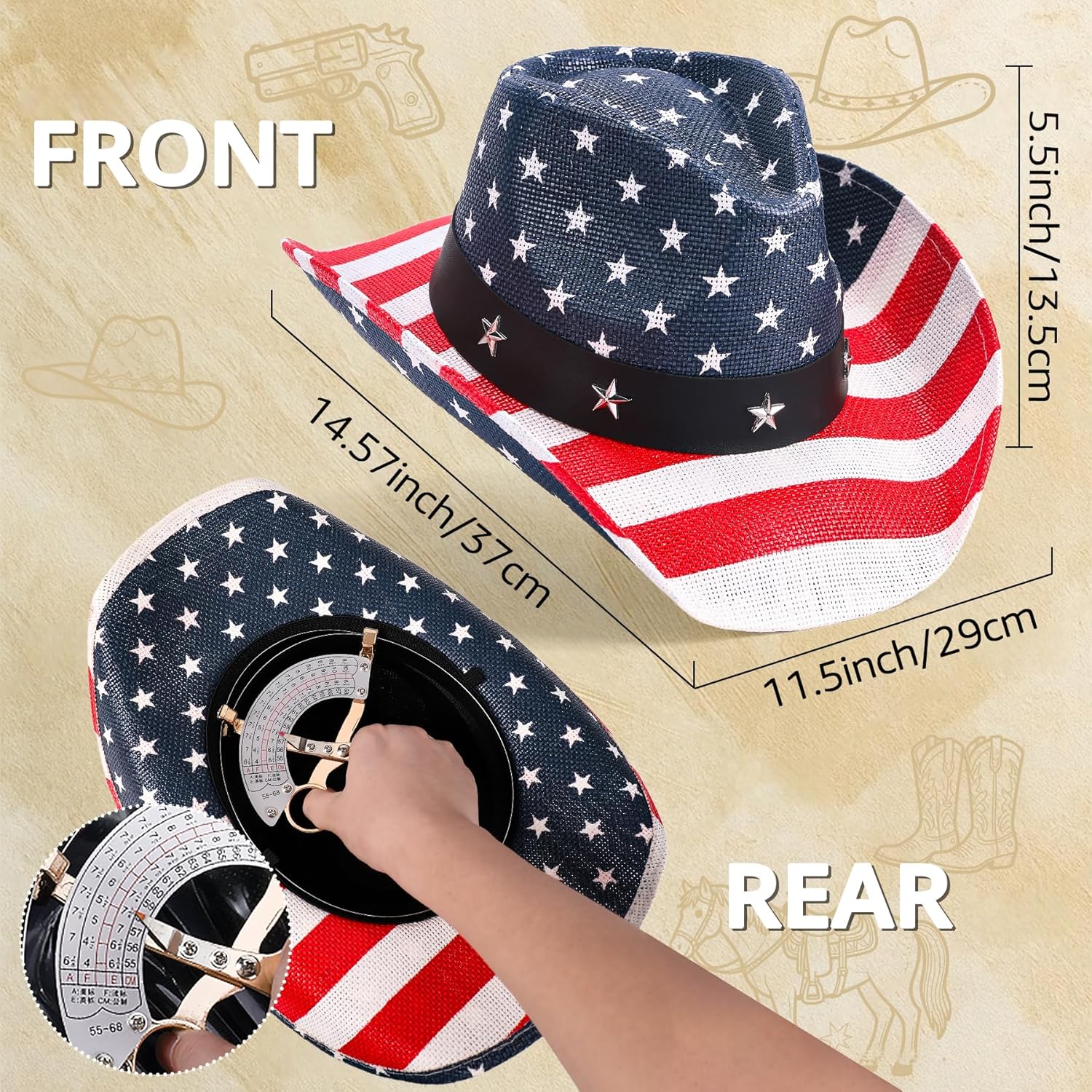 Straw Cowboy Hat for Men and Women Cowgirl Cowboys Cowgirls Woven Crease for Western Gift Gifts