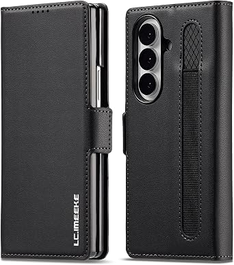 HXY Wallet Case for Samsung Galaxy Z Fold 7 with S Pen Holder, PU Leather Magnetic Flip Case for Men Women with Card Holder Kickstand Shockproof Protection Case for Galaxy Z Fold 7 2025 Black
