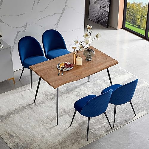 Miniatura 8 de Juego Moderno de Mesa de Comedor para 4, Elegante Mesa de Cocina Rectangular con Juego de Sillas, Juego Compacto de Mesa de Desayuno y Cena