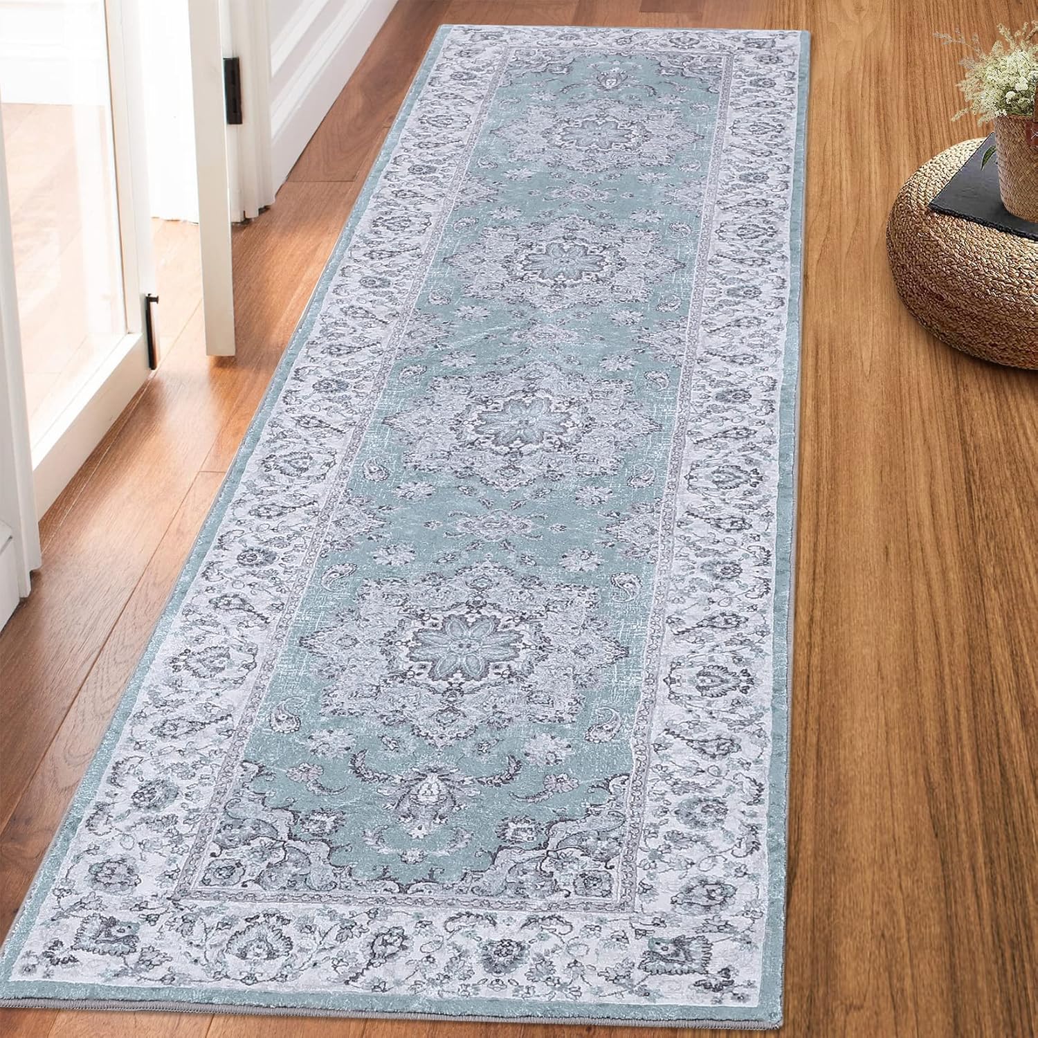 CAROMIO Machine Washable Runner Rug Mat for Hallway Vintage Distressed Rug Runner NonSlip Low
