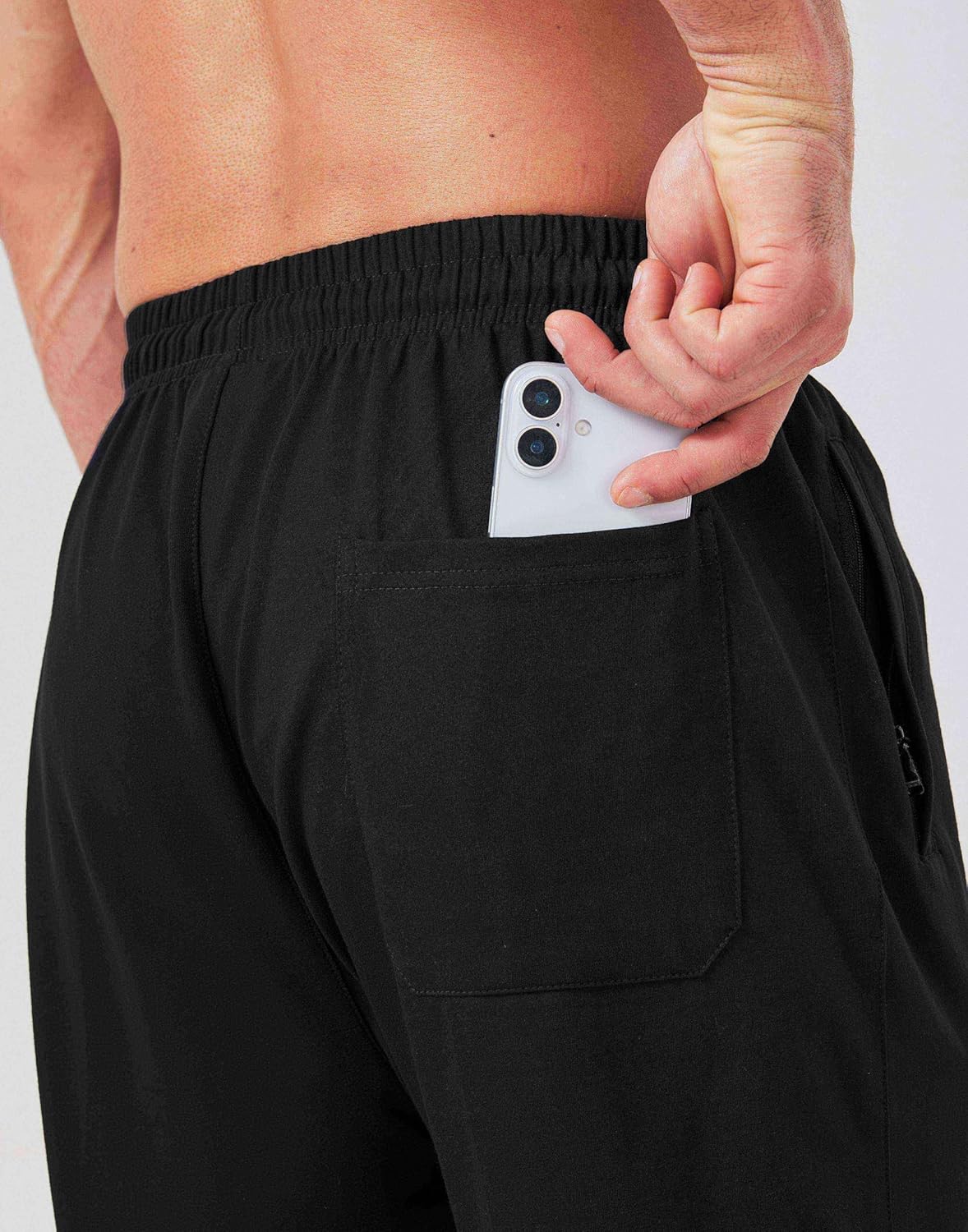 Mens Cotton Shorts Sweat Athletic Shorts for Men, Lounge, Gym, Yoga, Workout with Zipper Pockets - Image 2