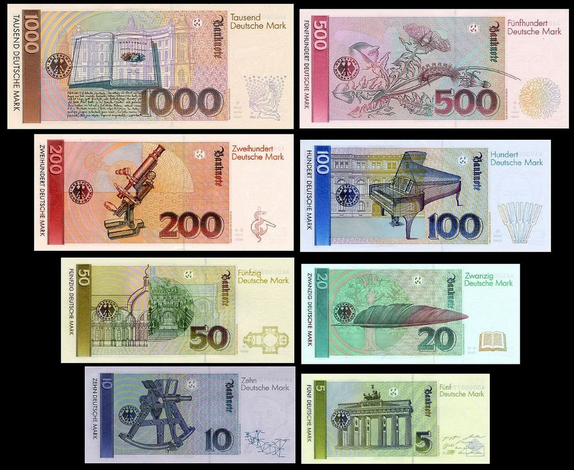 10 X 500 DM Geldscheine (Reproduktion) – Originalgetreue Deutsche Mark-Scheine Von 1980, Mit Banderole