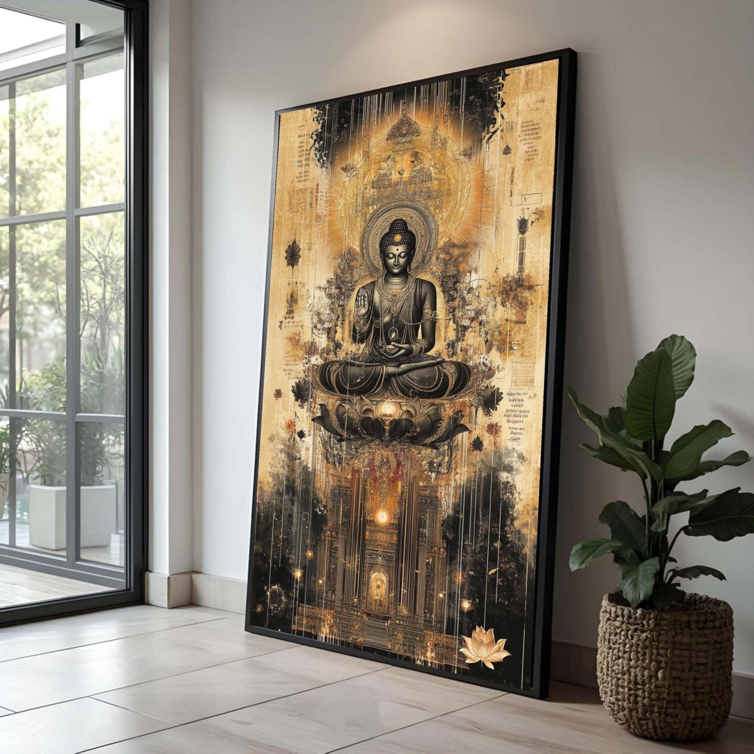 Affiche bouddha et impression fleur de lotus tableau zen décoration murale salon - 8