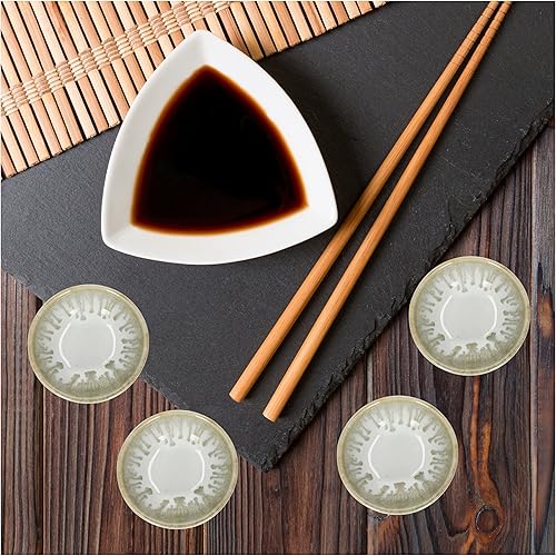 Miniatura 4 de Plato de cerámica para salsa de soja pequeños, 3 pulgadas, juego de 4 (color blanco ahumado)