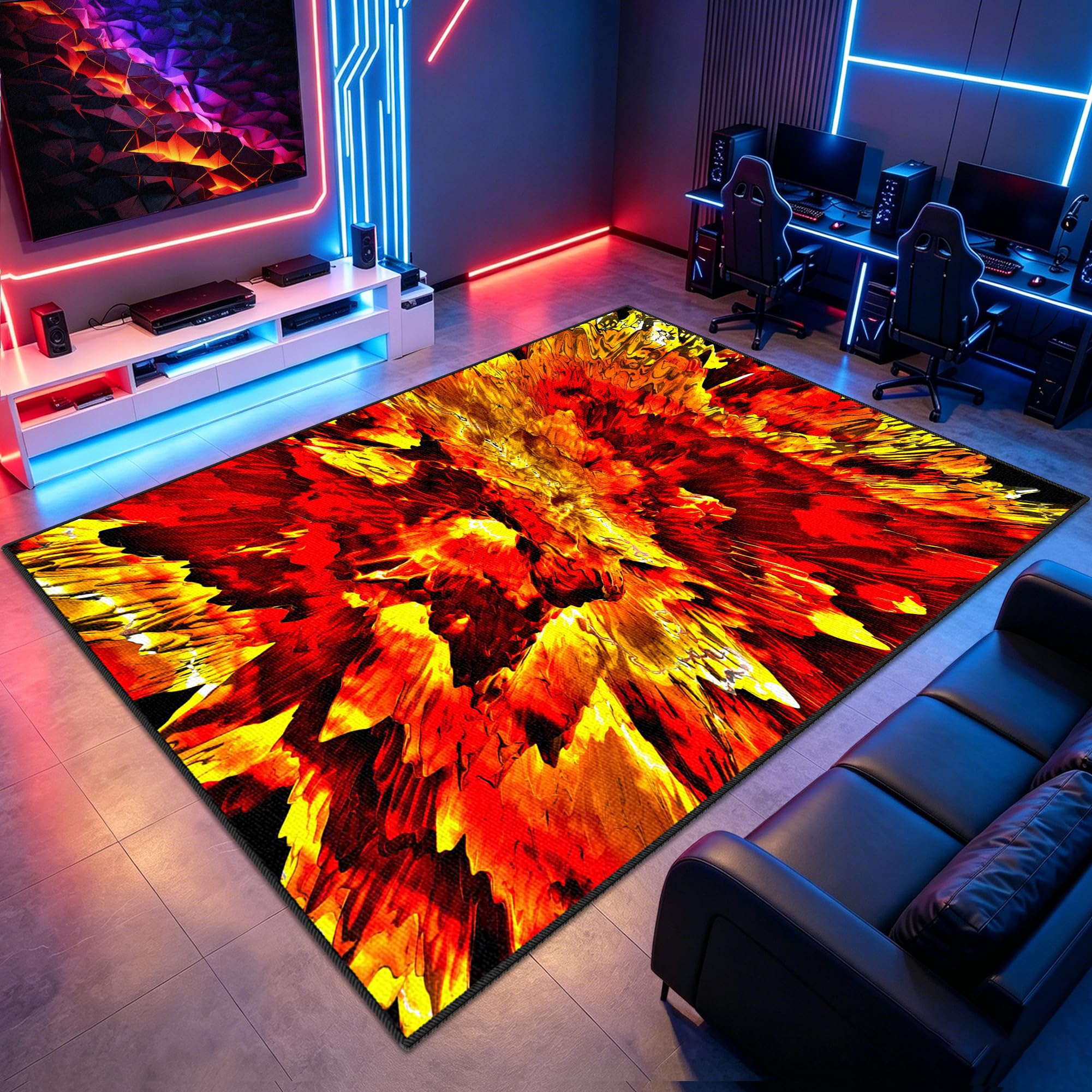 Tapis Chambre Ado Gamer 150x190cm : Tapis de Sol Esports Antidérapant pour Salle de Jeux