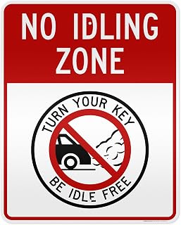 No Idling Zone Turn Your Key Be Idle Free Sign, 24x30 Inches, 3M EGP Reflective .080 Aluminum, Fade Resistant, Made in USA by My Sign Center