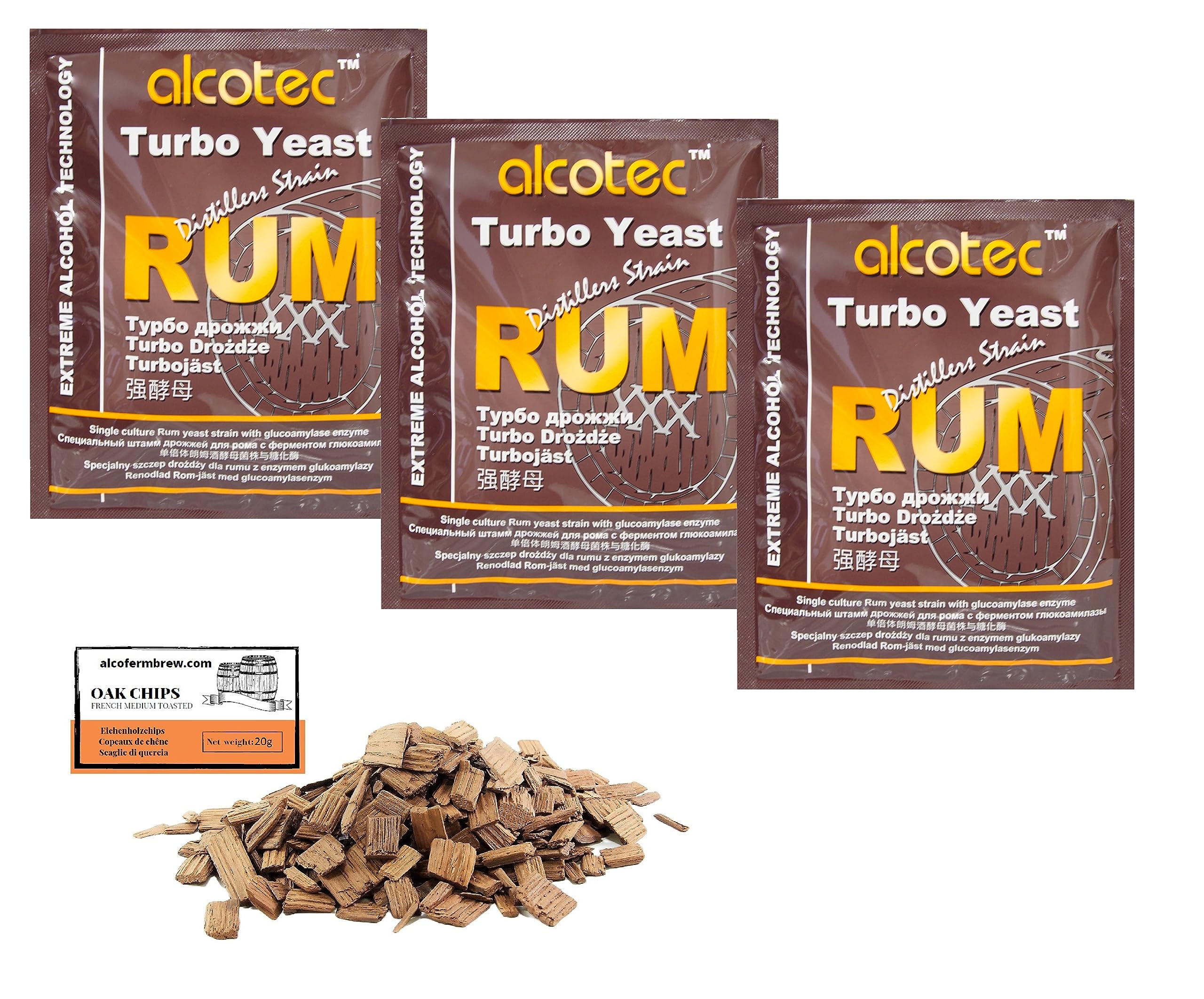 3 x Turbo Levure - Alcotec Rum 73g, Fermentation Rapide, Distillation, Levure Rapide, Gnôle Alcool