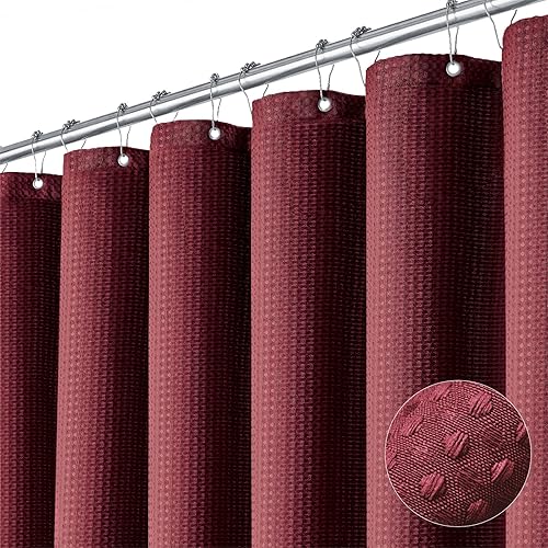 Miniatura 18 de Dynamene Cortina de ducha larga de tela – 78 pulgadas de tejido gofre, cortinas de ducha de tela resistente para baño, juego de cortina de baño