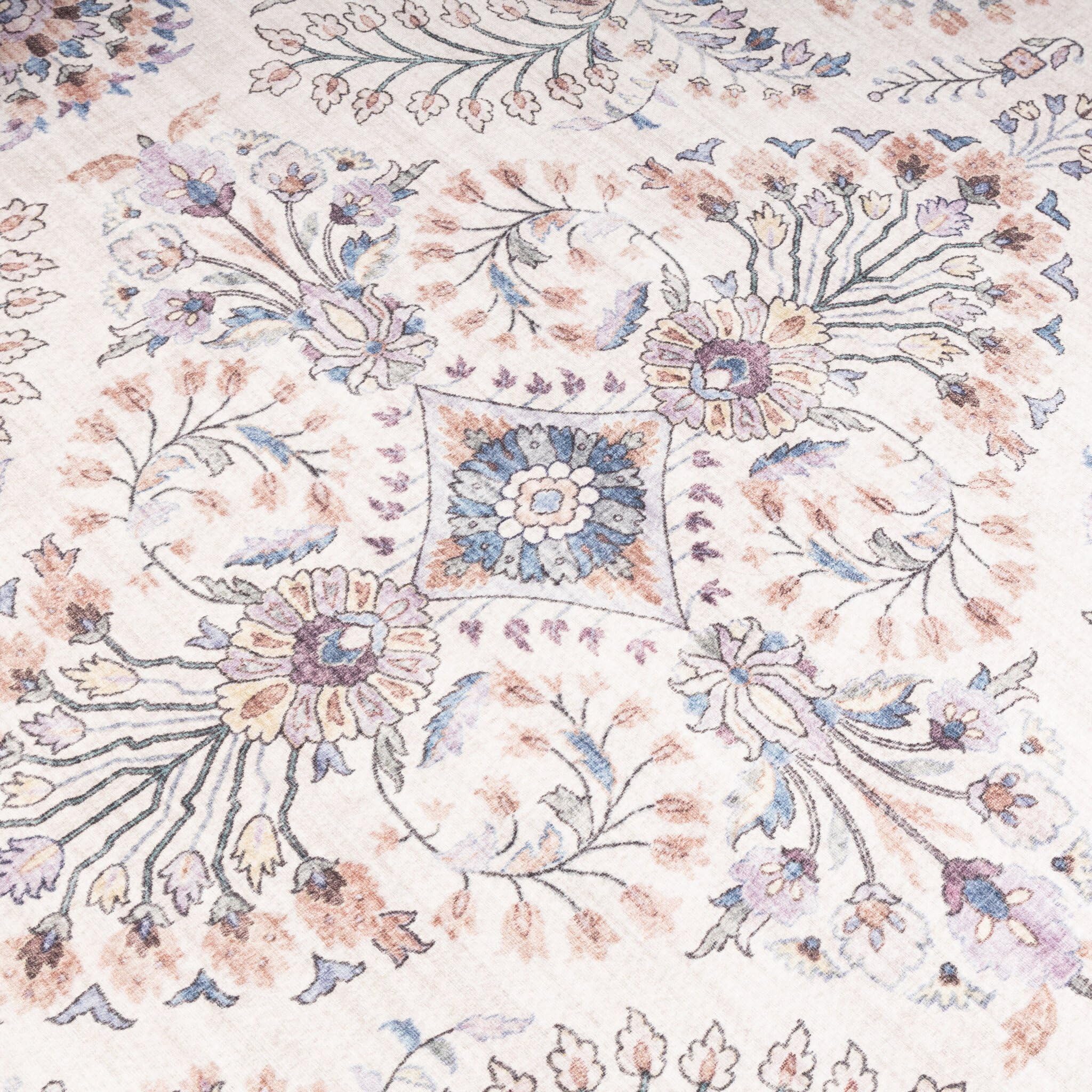 FRAAI | Home & Living Dywan zewnętrzny vintage - Santo Flora Biały - Poliester - Dywan