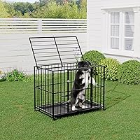 Vista 6 de Jaula para perros de 36 pulgadas para perros de tamaño pequeño, de acero inoxidable resistente, a prueba de escapes, con ruedas y bandeja extraíble