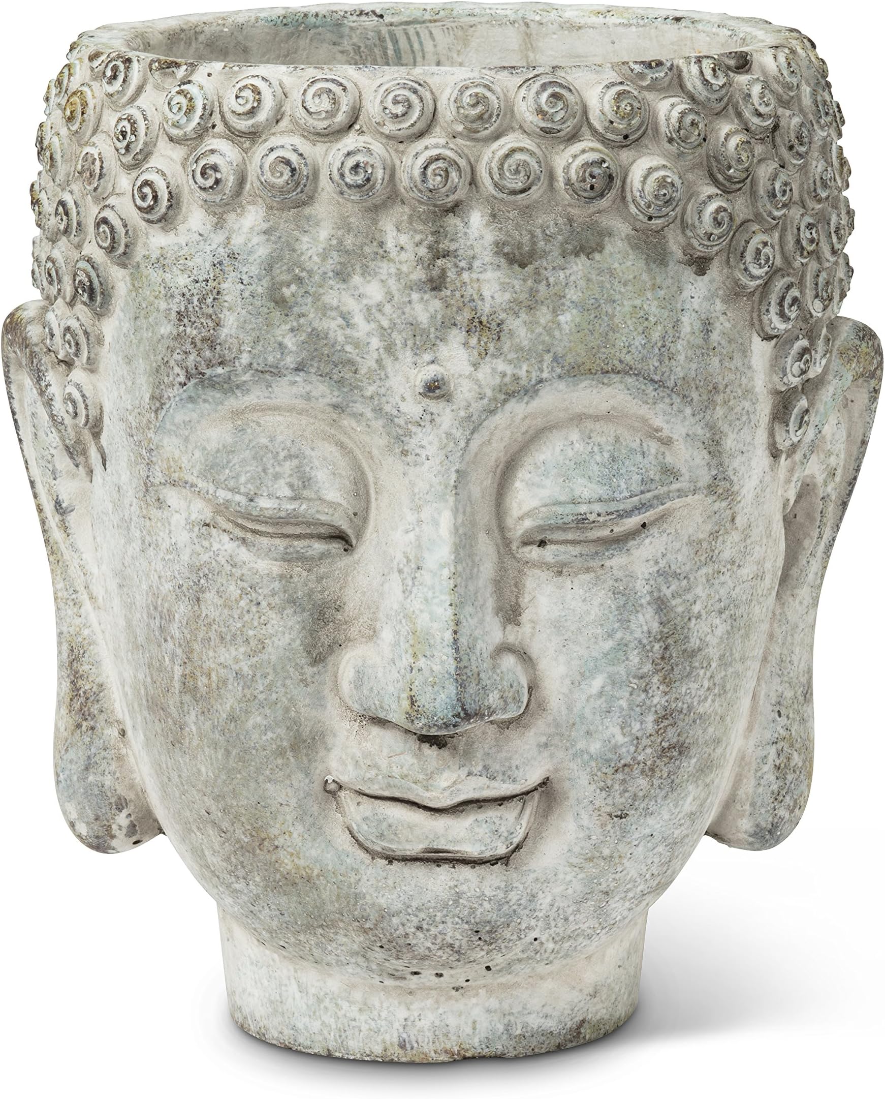 Grey Cement Large Buddha Head Planter 7" Height Flower Pot