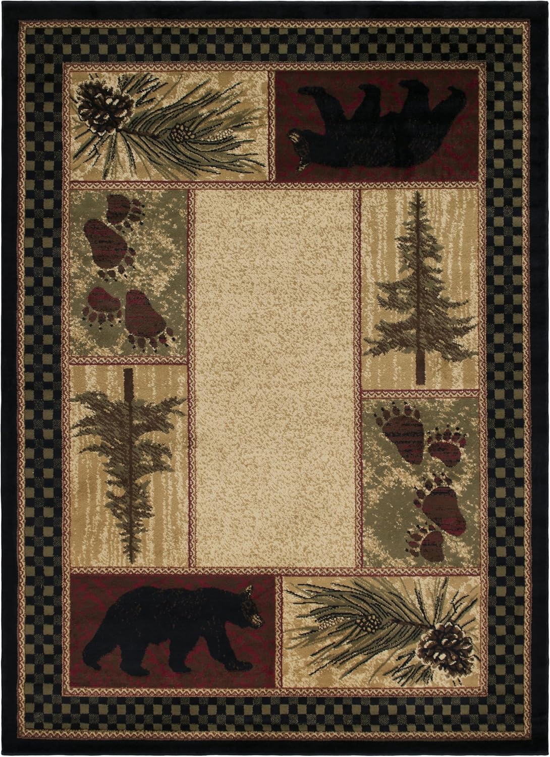 Rustic Lodge Black Bear 2x3 Area Rug, 2'2x3'3
