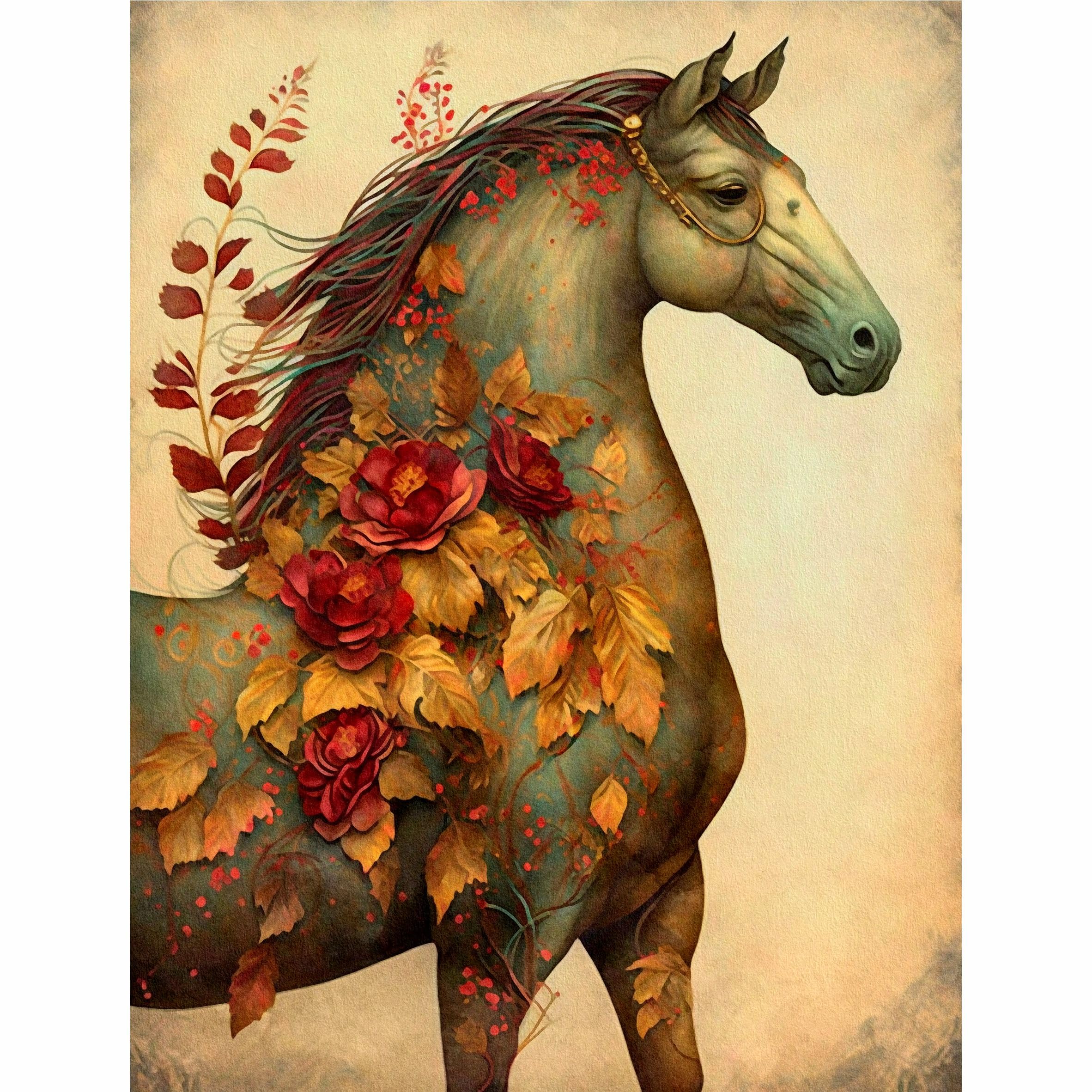 Horse Decoupage Rice Paper, 8 x 10.5 inch - for Decoupage Furniture Crafts