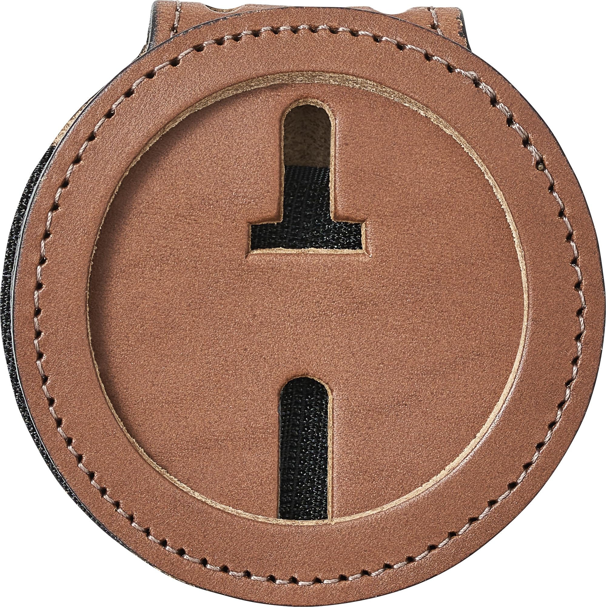 Perfect Fit Shield Wallets US Marshall Service Belt Clip Badge Holder with Chain 2 1/4 inch Circle Round Cutout Law Enforcement Badge Holder (Cutout 281) Tan Leather