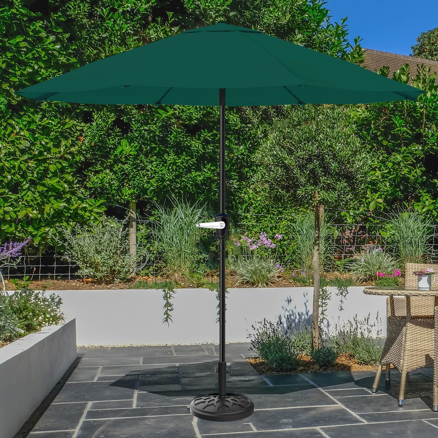 Pure Garden 9-Foot Patio Umbrella with Base, Hunter Green