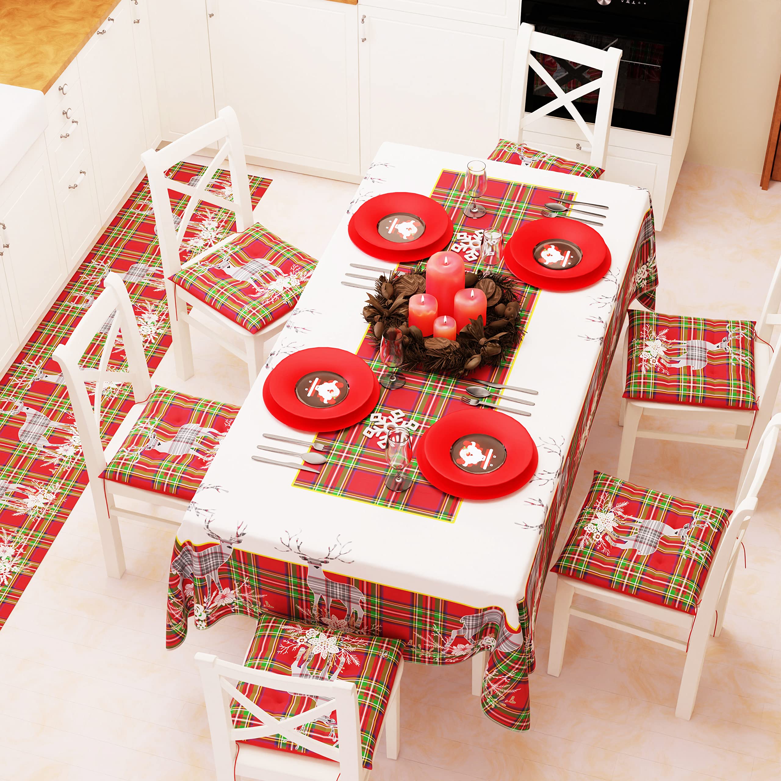 PETTI Artigiani Italiani - Tischdecke, Tischdecke, schmutzabweisend, Weihnachten, Tischdecke, Küche, Weihnachten, Muster: Rentiergrau, X12-Sitzer (140 x 240 cm), 100% Made in Italy